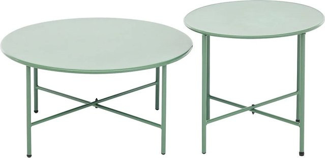 Nikao Gartenbeistelltisch aus Metall in Khaki mit einem Durchmesser von 70 cm - Bild 1