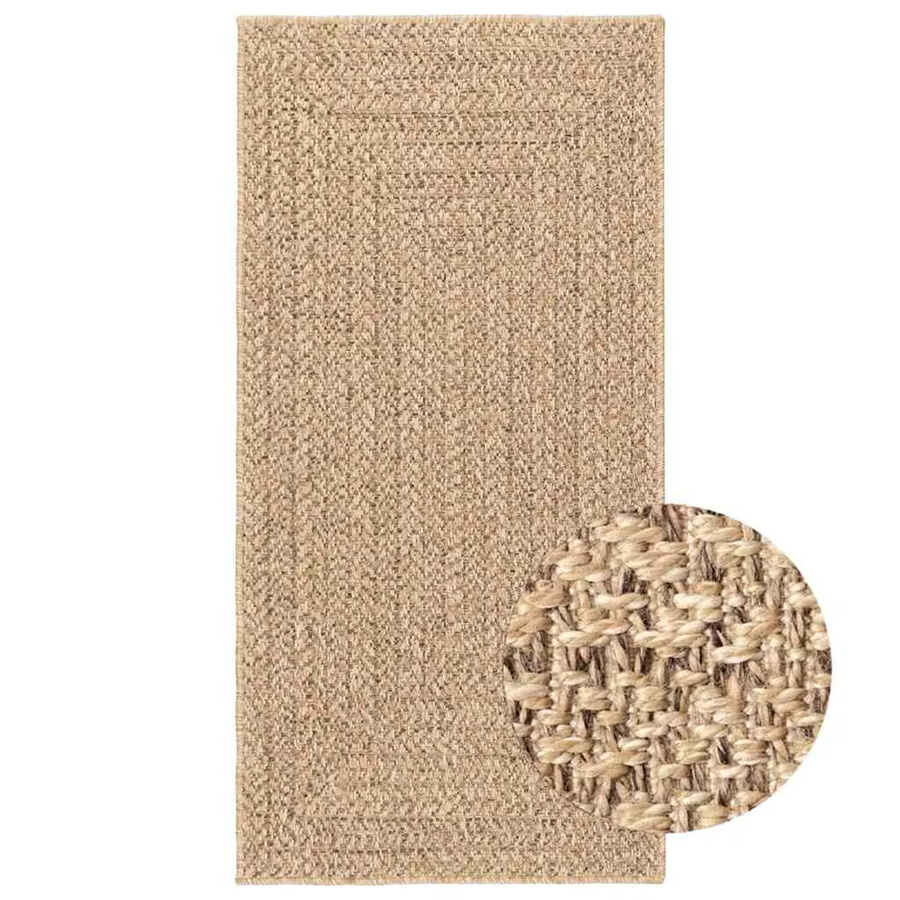 ZIZUR Teppich in Beige mit Jute-Optik, rutschfest und weich für Innen und Außen, B/T: 60 x 110 cm - Bild 2