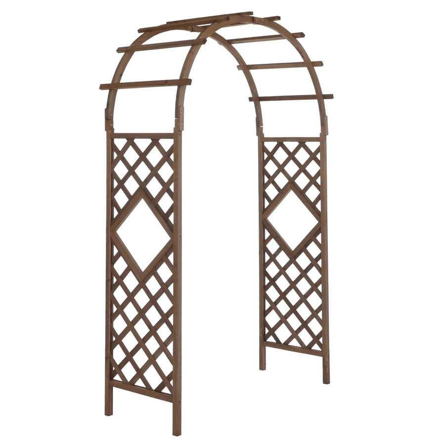 Rosenbogen MCW aus Tannenholz in Dunkelbraun, Rankgitter Rosenspalier als Rankhilfe für den Garten, H x B x T: 210 x 126 x 60 cm - Bild 3