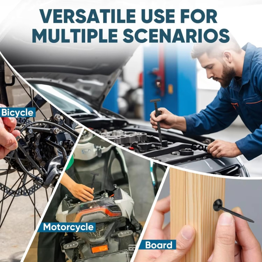 Nylon-Kabelbinder mit Schnalle und Stiftknopf in Schwarz, universelle selbstverriegelnde Befestigungsriemen für die Autoreparatur - Bild 6
