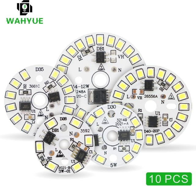 WAHYUE LED Chip Set 10 Stück 2835SMD Runde Lichtperlen Weiß für Glühbirnen 220V-240V - Bild 1