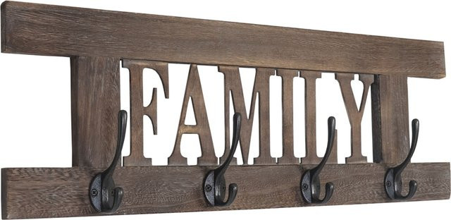 MCW Wandgarderobe Family im Shabby-Look Vintage aus Paulowniaholz, Braun, B: 60 cm, H: 20 cm - Bild 1