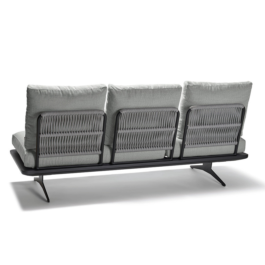 Stern Enya Lounge Liege aus Aluminium in Anthrazit Matt mit Kordel Rückenteilen und Polyacryl Kissenset in Granitgrau - Bild 2