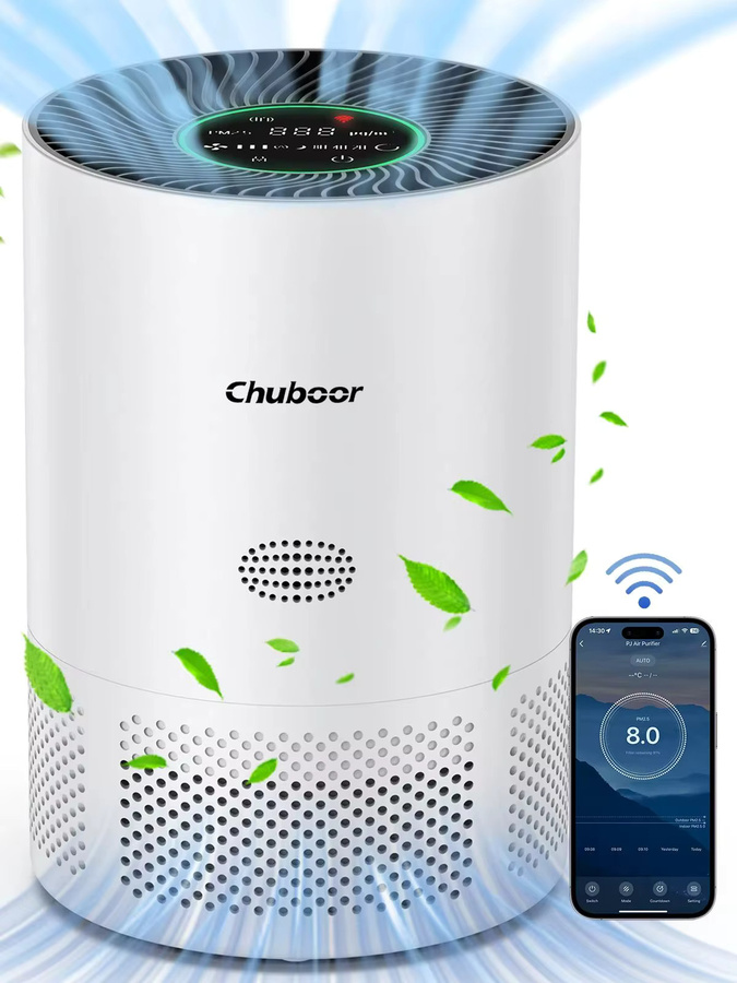 Chuboor Luftreiniger mit H13-HEPA-Filter für 40 m², Schwarz, CADR 185 m³/h - Bild 8