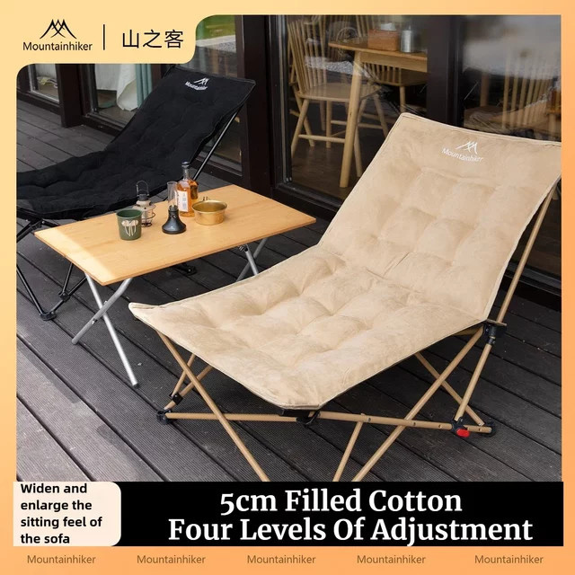 Mountainhiker Klappbarer Campingstuhl mit hoher und verstellbarer Rückenlehne für Outdoor und Freizeit in Schwarz oder Beige - Bild 1