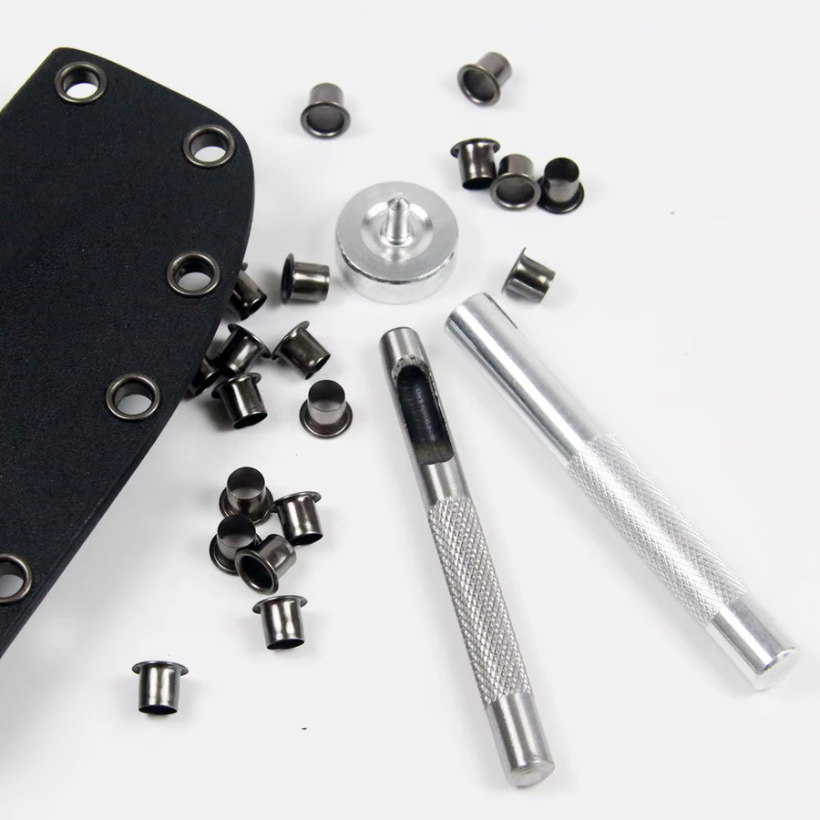 QingGear Ösen-Lochstanzer-Werkzeug-Set in Gunmetal-Finish für DIY Kydex-Scheiden und Holstertaschen mit 6 mm und 7 mm Nietenösen - Bild 3
