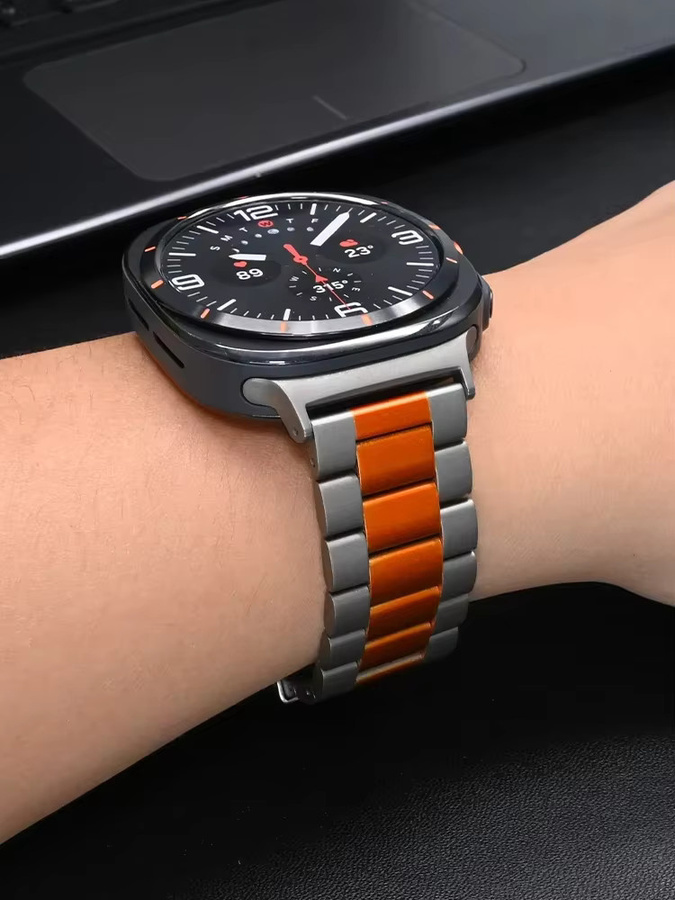 Uhrenarmband Edelstahl, Schwarz, Herren, für Samsung Galaxy Watch 8 Ultra 47 mm - Bild 3