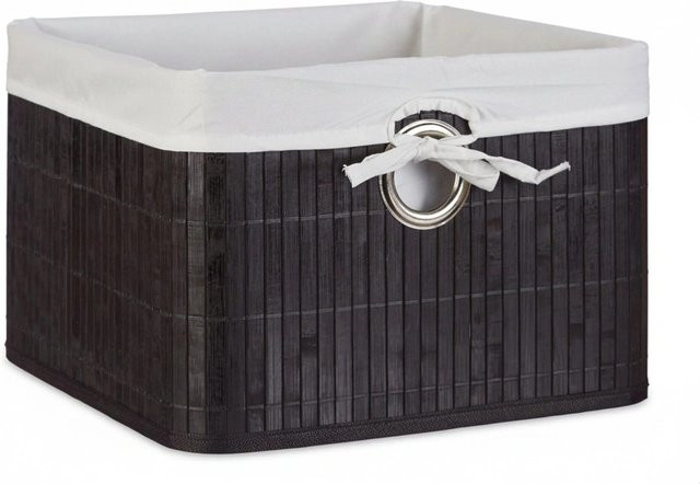 Relaxdays Aufbewahrungskorb aus Bambus in Schwarz, faltbar, B/T/H: 31 x 31 x 20 cm - Bild 1