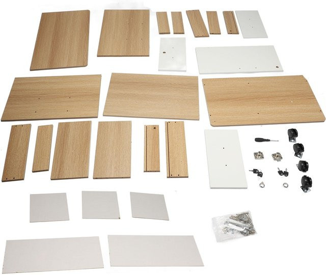 Aimo Nachttisch aus Holz mit Schloss und abnehmbaren Rollen in Beige - Bild 1