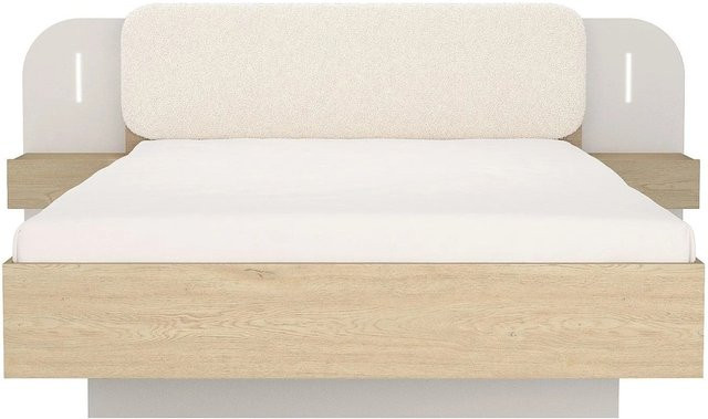 Lyorima Bettrahmen Modern in Beige mit Unterbettbeleuchtung B/T/H: 160 x 200 x 104 cm - Bild 1