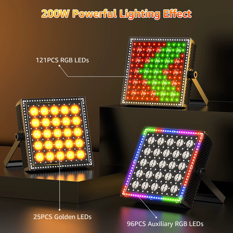 U'King 200W LED Wandfluter DMX512 Golden & RGB LED Pixel-Licht für DJ, Disco und Party, B/T/H: 36,8 x 31,0 x 36,8 cm - Bild 2