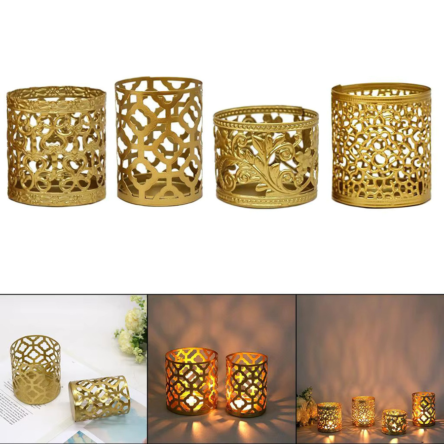 Kesoto Kerzenhalter aus Eisen in Gold mit floralem Design für die Tischdekoration - Bild 2