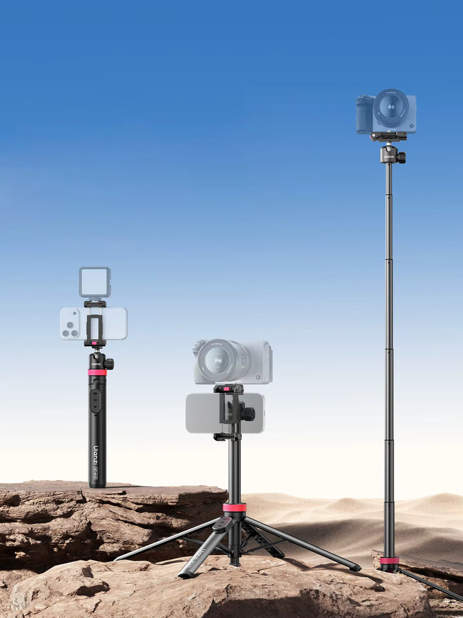 Ulanzi MT-44 B Universelles Telefonstativ in Schwarz mit Bluetooth und Dual-Kamera-Setup, 1,5 m Höhe - Bild 4