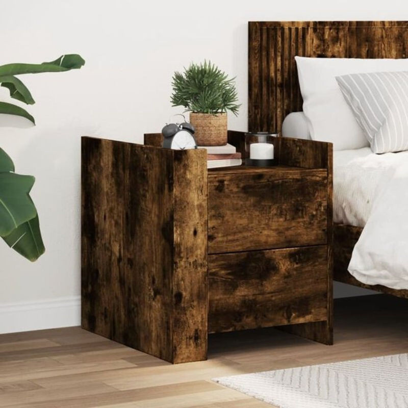 Nachttisch vidaxl aus Holzwerkstoff in Räuchereiche, Braun, B/T/H: 45 x 50 x 50 cm - Bild 1