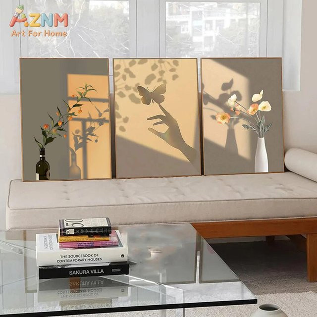 Kayou AZNM Sakura Villa Leinwandbild mit moderner Architektur-Typografie in Beige als minimalistische Wanddekoration - Bild 1