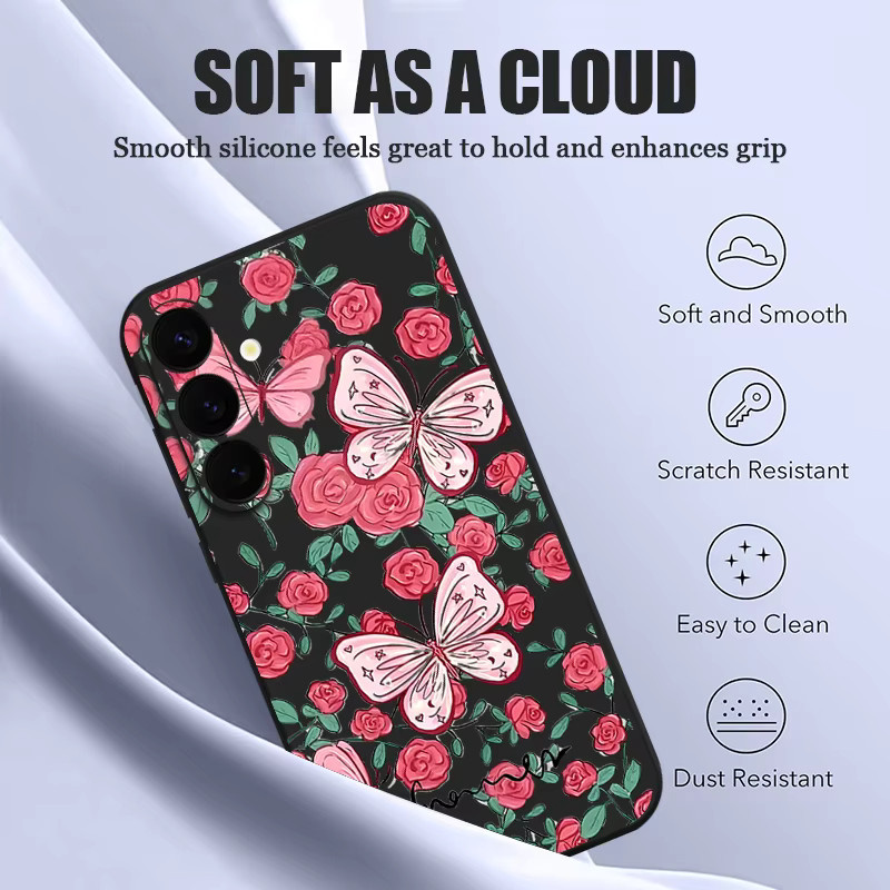 Magnetische Lanyard Handyhülle mit Blumenmuster für Samsung Galaxy S25 S24 S23 S22 Ultra Plus und S24 FE, MagSafe kompatibel, Farbe: Weiß/Mehrfarbig - Bild 2