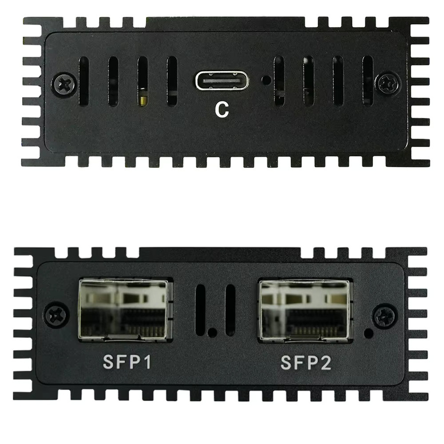 Lekuo Dual Port 10G SFP+ Netzwerkkarte mit Intel 8259ES Chip, USB4 und Thunderbolt 5/4/3 kompatibel, Schwarz - Bild 3