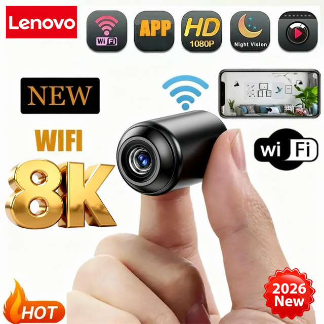 Lenovo 8K HD Mini WLAN-Kamera für Innenräume mit Nachtsicht und intelligenter Fernüberwachung in Schwarz - Bild 1