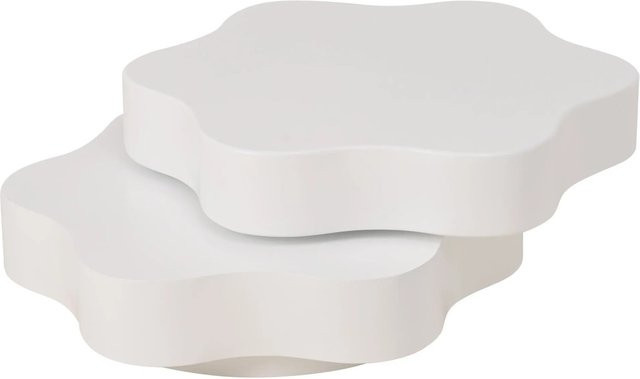 Merax Couchtisch Blumenform in Cremeweiß mit drehbarer Tischplatte aus MDF - Bild 1