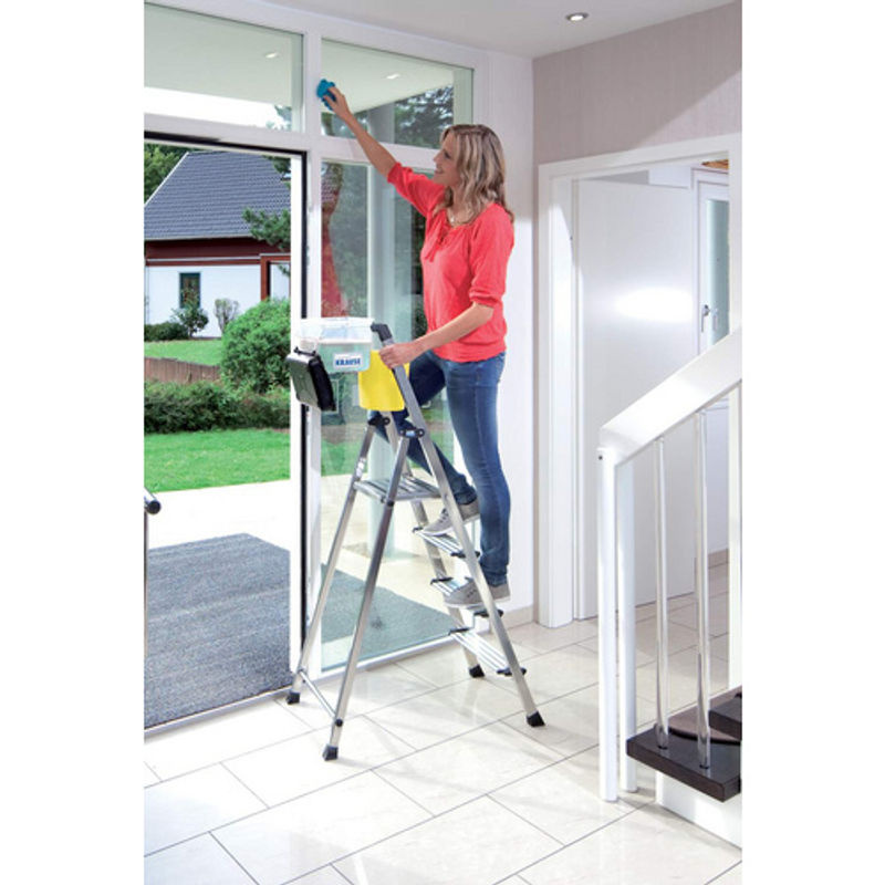 Krause Stufen-Stehleiter Monto Secury aus Aluminium in Silber, 6 Stufen, Höhe: 190 cm, Breite: 51 cm, Tiefe: 56 cm - Bild 4