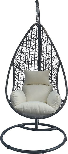 Greemotion Hängesessel Kuba Egg Design aus Rattan und Stahl mit Polsterung in Weiß, Schwarz oder Anthrazit - Bild 1