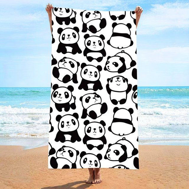 Cow Panda Mikrofaser Strandtuch schnelltrocknend mit Grafikdesign, Breite: 70 cm, Höhe: 140 cm - Bild 1
