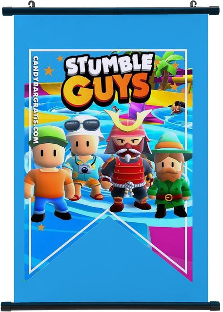 Stumble Guys Wandposter Kunsttuch mit Anime Motiv in Hellbraun und Multicolor, B: 40 cm, H: 60 cm - Bild 1