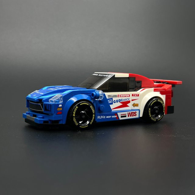 oenas Dynamischer GT-Rennwagen-Bausatz, blau-rotes Sportfahrzeug-Steinmodell, Set / Bundle - Bild 1