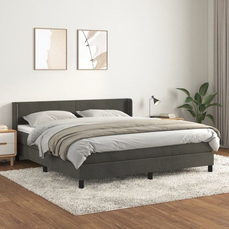 Vidaxl Boxspringbett mit Matratze aus Samt in Dunkelgrau B/T/H: 160 x 200 cm - Bild 1