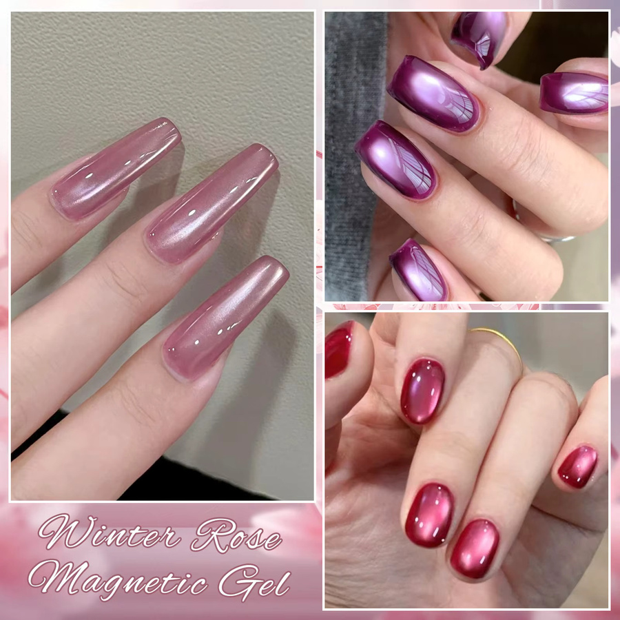 MEET ACROSS Winter Rose Magnetisches Gel Nagellack Set, 2 Stück - Bild 3