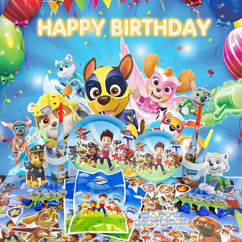 TAKARA TOMY PAW Patrol Geburtstagsparty-Dekoration Chase Skye Latexballons, Marshall Folienballon, Hintergrundbanner - Bild 2