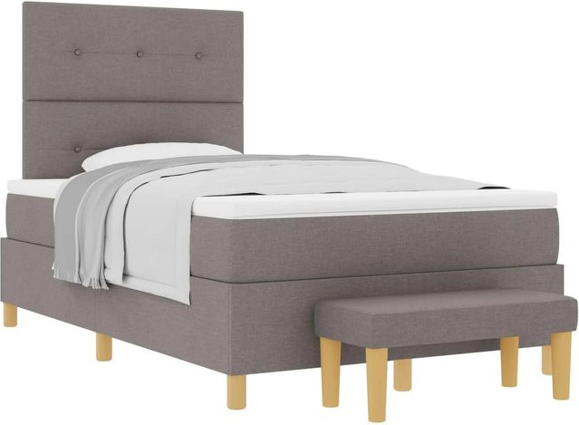 vidaXL Boxspringbett mit Matratze in Taupe, modernes Polsterbett aus Stoff mit Schaumstoffkern, B/T/H: 120 x 193 x 128 cm - Bild 1