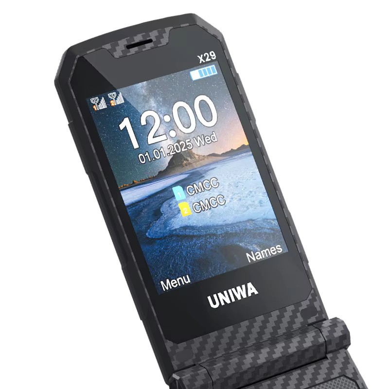 UNIWA X29 Seniorenhandy 2G Klapphandy mit GSM, Dual-SIM, UKW-Radio und russischer sowie arabischer Tastatur in Schwarz und Grau - Bild 4