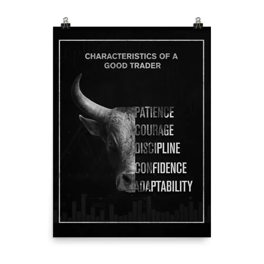 JKPICTURE Motivationsplakat für Händler als Leinwandmalerei in Schwarz mit Typografie für Büro und Börse - Bild 3