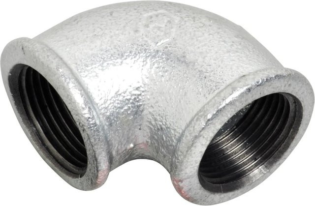 LUX-TOOLS Winkel 90 Grad mit beidseitigem Innengewinde 30,3 mm (Rp 1), verzinkt, silber - Bild 1