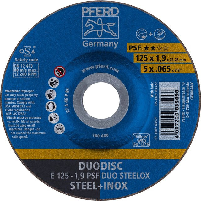 PFERD Trennscheibe PSF E Duo Steelox für Metall, Blau, Durchmesser: 125 mm, Dicke: 1,9 mm - Bild 1