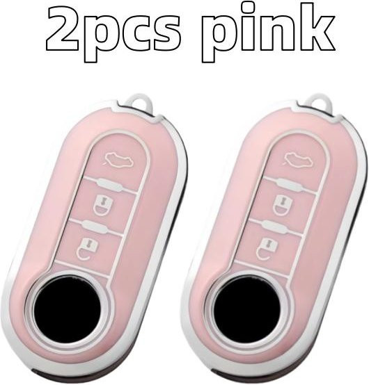 2 Stück Auto Schlüsselhülle Abdeckungen in Pink für Fiat 500 Ducato Panda 500L Punto Lancia Musa und Citroen - Bild 1