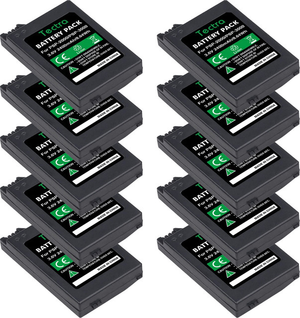 10er Set Sony Ersatzbatterien 2400mAh 3,6V für PlayStation PSP-3000, PSP-2000, PSP-3002 und PSP-S110 in Schwarz - Bild 1