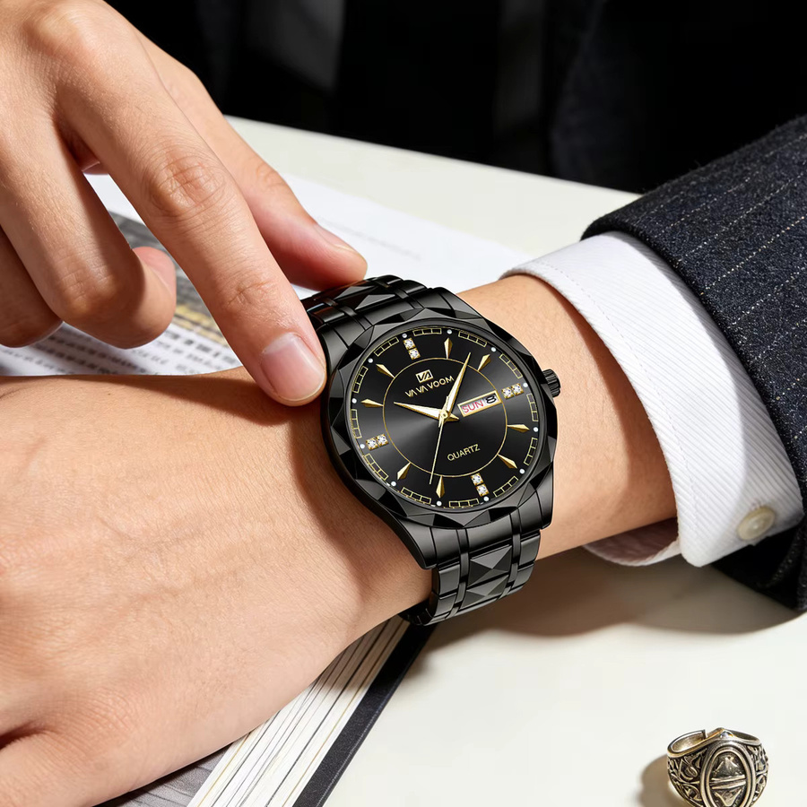 VA VA VOOM Armbanduhr Edelstahl, Quarz, Schwarz, Herren - Bild 2