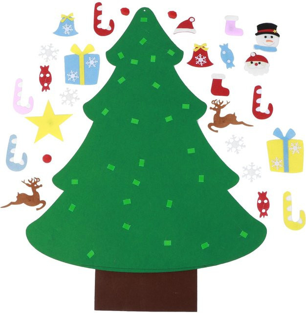 CosyHome DIY Filz Weihnachtsbaum Set als Wandbehang in Grün für Kinder - Bild 1