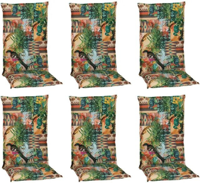 Beo Sitzauflage Hochlehner Texas 6er Set mit Dschungel Design in Grün-bunt - Bild 1