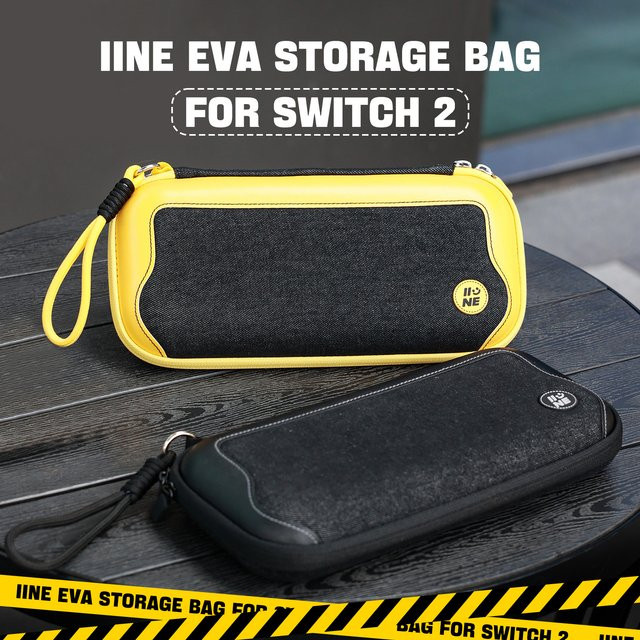 IINE EVA-Aufbewahrungstasche für Nintendo Switch 2 in Schwarz und Gelb - Bild 1