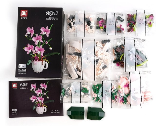 stemedu Rosa Orchideen-Blumenstrauß, Bausatz, 567 Teile, ab 8 Jahren - Bild 1