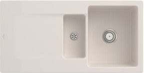 Villeroy & Boch Spüle Siluet 60 R aus Keramik in Beige mit Abflussgarnitur und rundem Handwaschbecken - Bild 1