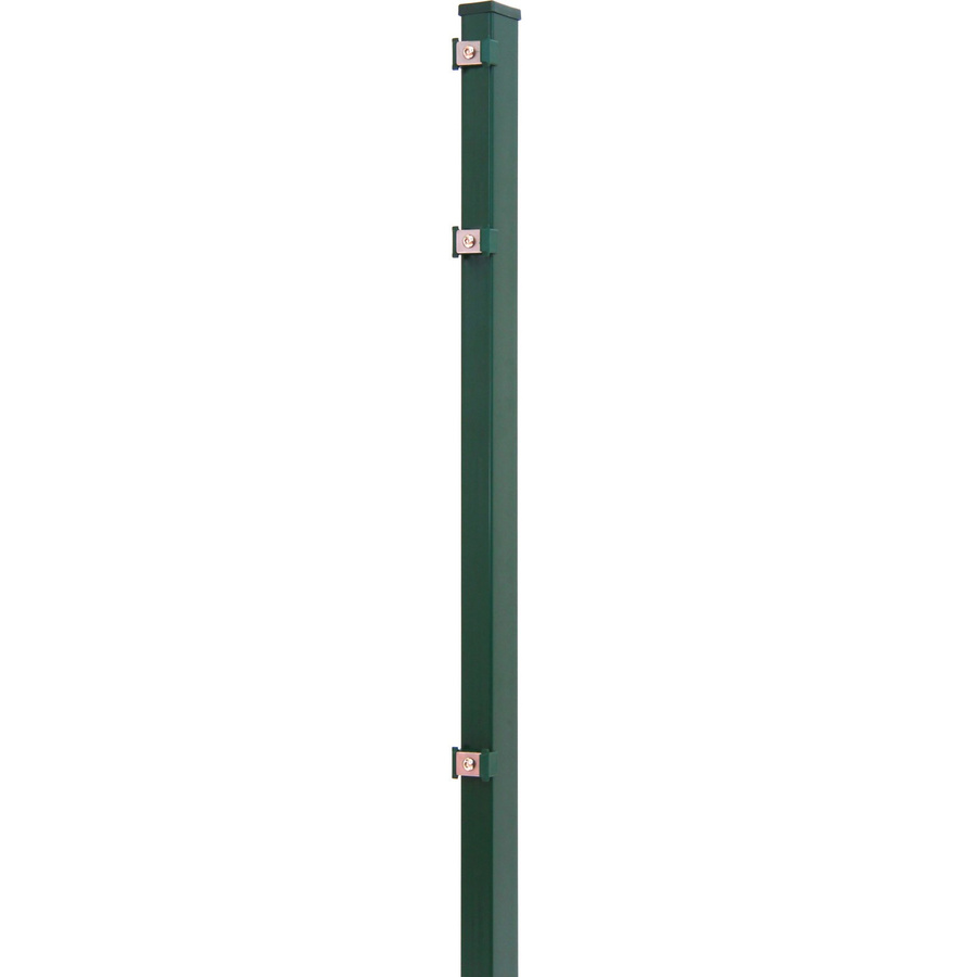 Solid Zaunpfosten aus Stahl in Grün mit Edelstahlbeschlägen, Höhe: 150 cm, Breite: 4 cm, Tiefe: 4 cm - Bild 2