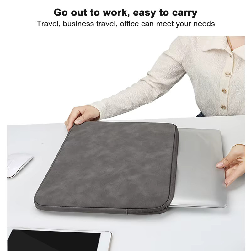 Wasserdichte Leder-Laptoptasche von KOJESHUN in Grau für MacBook Air Pro, Xiaomi, HP, Dell und Acer Notebooks (13, 14 und 15 Zoll) - Bild 5