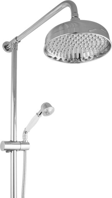 PaulGurkes Nostalgie Regendusche Retro Aufputz Duschsystem in Chrom und Silber mit Handbrause - Bild 1