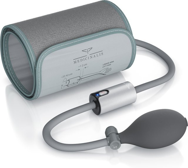 Medicinalis Blutdruckmessgerät für den Oberarm mit Bluetooth für die AirBP App, Blutdruck- und Pulsmessung für 2 Benutzer, Farbe: Grau, Universalmanschette 22-42 cm - Bild 1