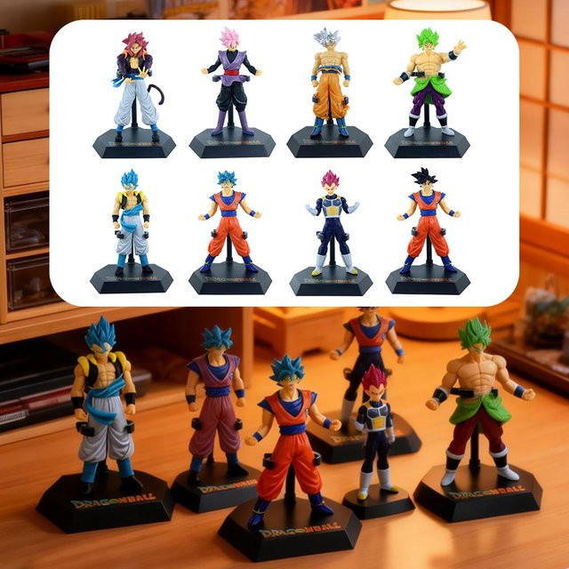 Bandai Dragon Ball Figuren-Set, 8-teiliges Set, Super Saiyajin, Son Goku, Goten & Vegeta - Bild 1