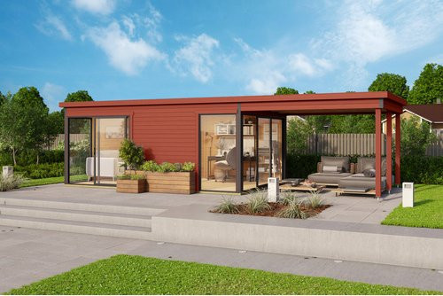 LASITA MAJA Gartenhaus Domeo Blockbohlenhaus in Schwedenrot, B/H/T: 300 x 239,4 x 329,2 cm - Bild 3